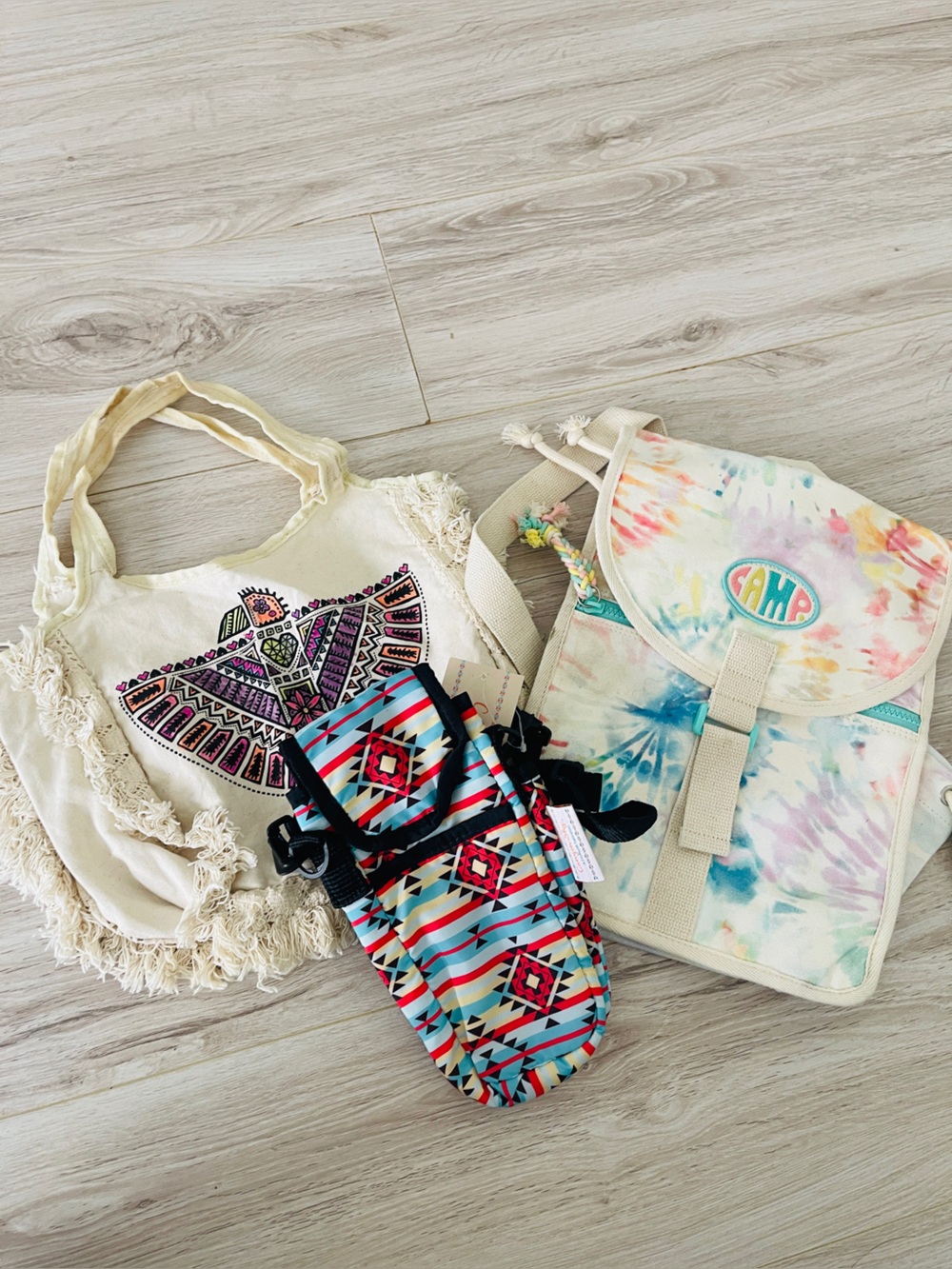 3 Boho Festival‎ Bags Canyon Sky NWT Sling CAMP Tie Dye Backpack Fringe Tote